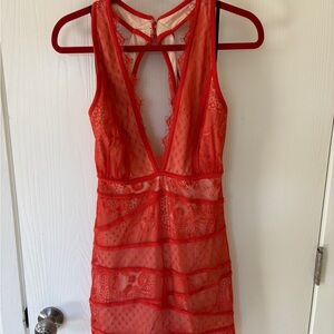 bebe Red Lace Mini Dress